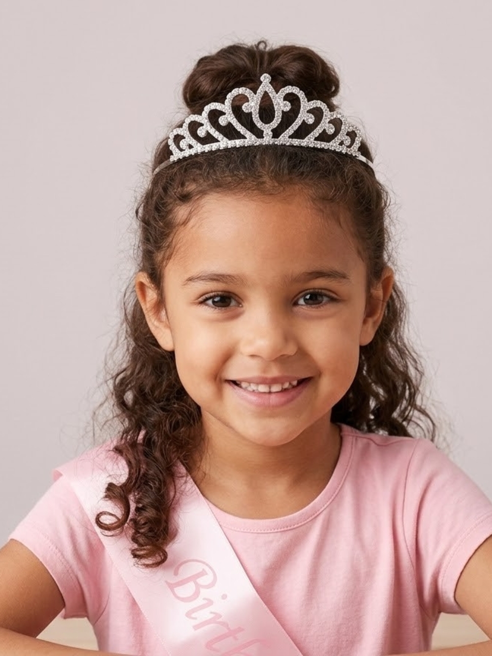 Silver Rhinestone Heart Tiara Headband